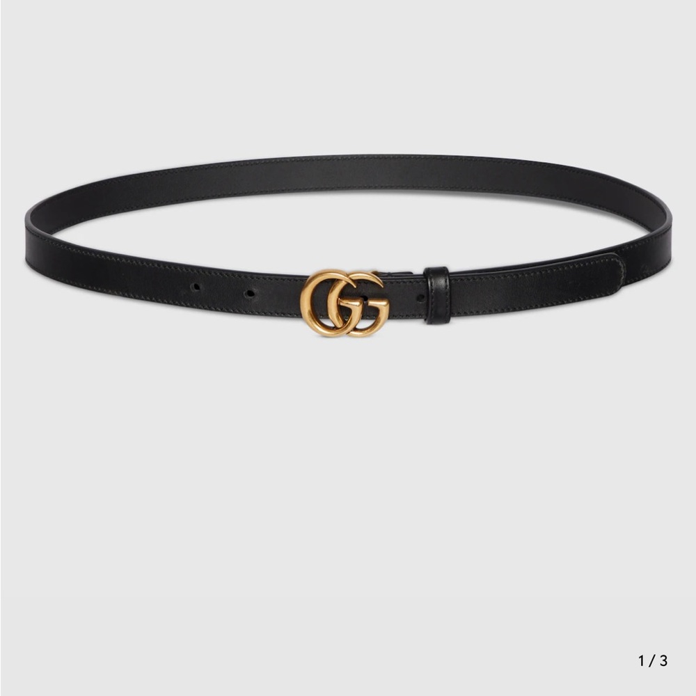 Gucci Black Belt with Gold GG Buckle